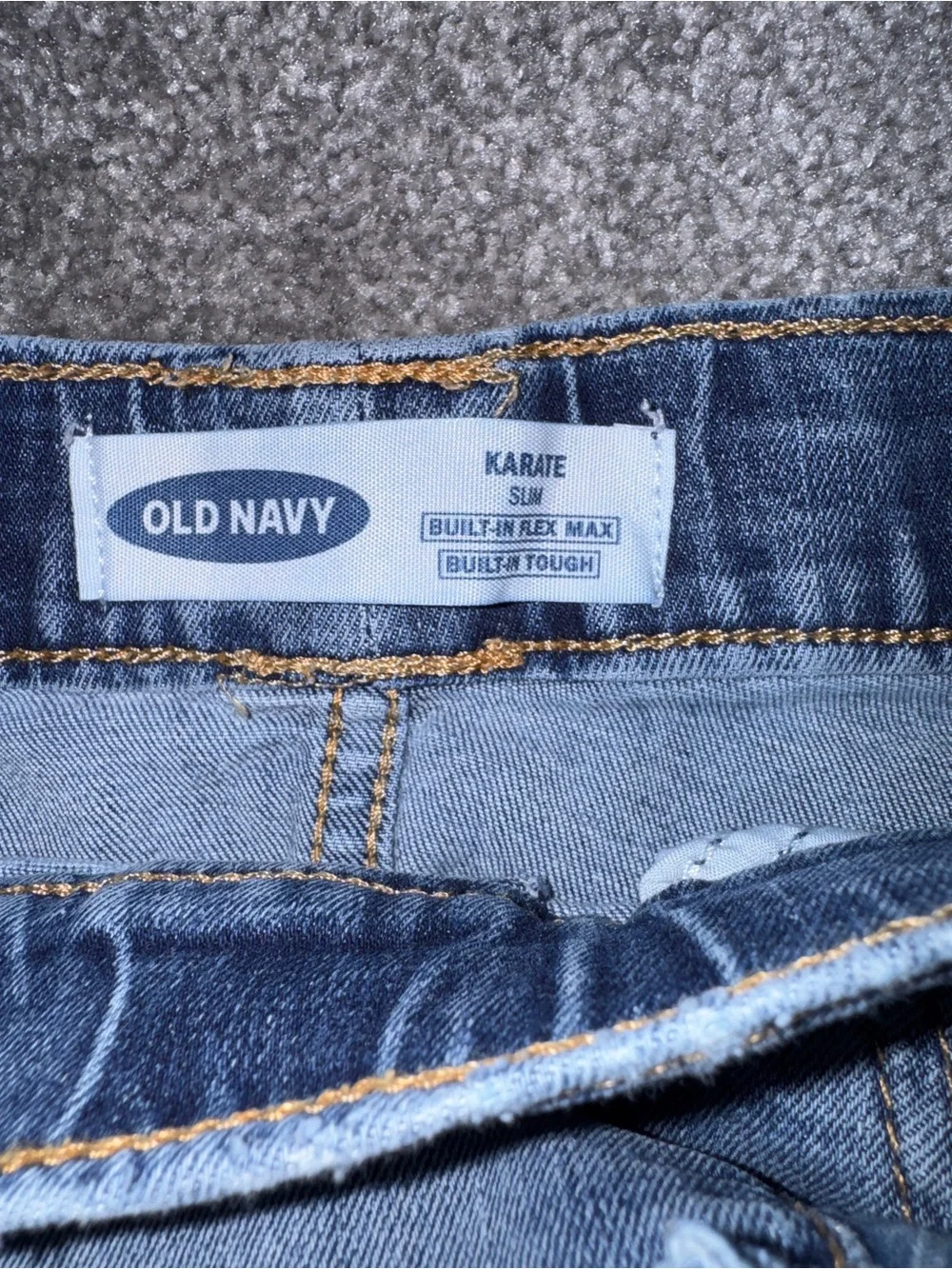 Old Navy Boys Denim Drawstring Shorts Slim Fit XL (14-16) Blue Stretch Pockets